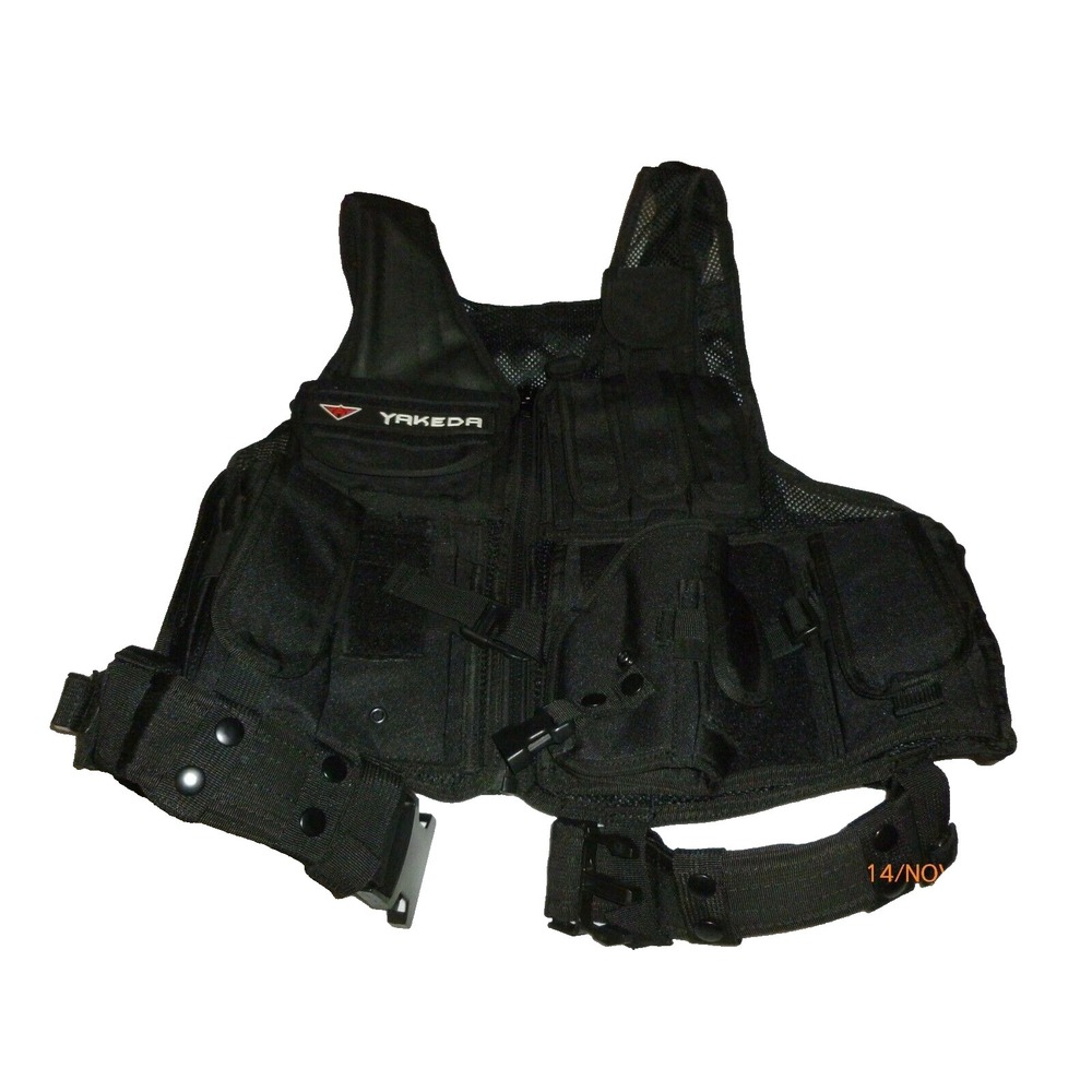 YAKEDA Tactical Vest Black Modular Military Airsoft Paintball Gear &‎ Holster M